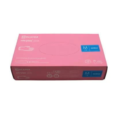 Gants en nitrile sans poudre rose 100 unités