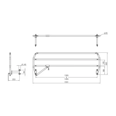 Paire de rails latéraux pliants : 3 sections