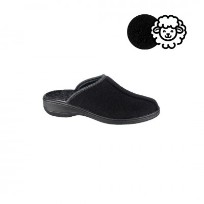 Chinelo de Quarto em Lã de Ovelha Sobreiro Preto