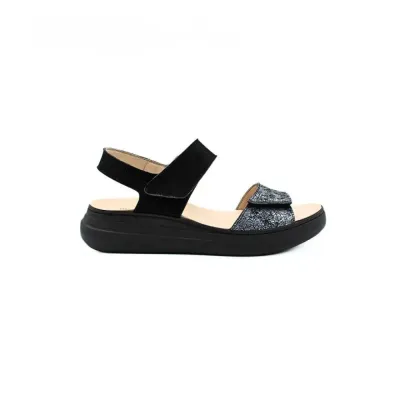 Sandales Garda confortables Noir brillant | Confortable | ® Loja Ortopédica