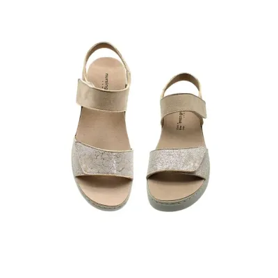 Sandales Garda confortables Beige brillantes | Confortable | ® Loja Ortopédica