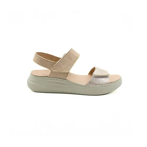 Sandales Garda confortables Beige brillantes | Confortable | ® Loja Ortopédica