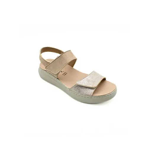 Sandales Garda confortables Beige brillantes | Confortable | ® Loja Ortopédica