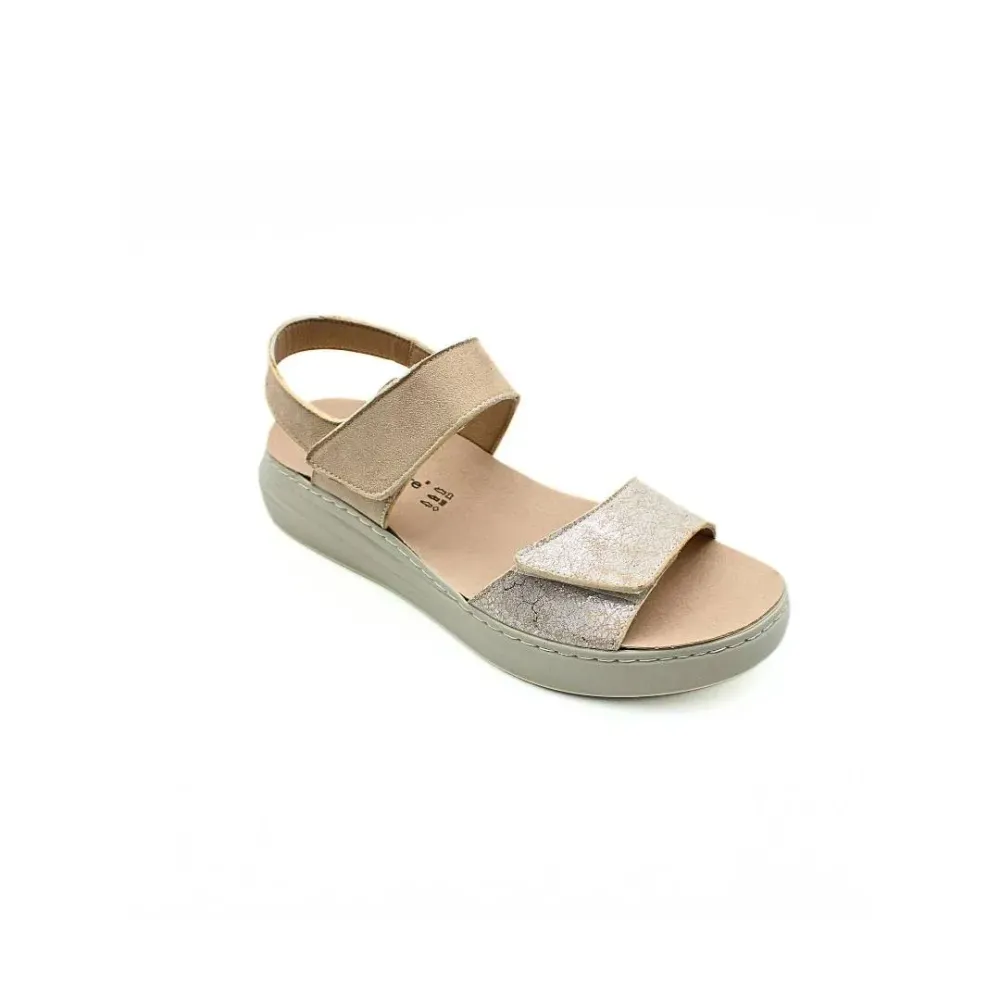 Sandales Garda confortables Beige brillantes | Confortable | ® Loja Ortopédica