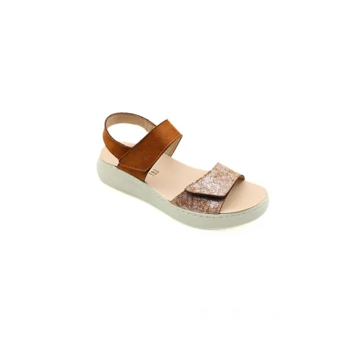 Sandale brillante confortable Garda Camel | Confortable | ® Loja Ortopédica