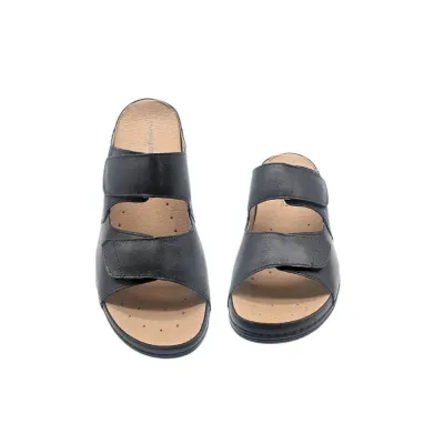Tongs Lecce confortables pour hommes noirs | Chaussures en cuir | ® Loja Ortopédica