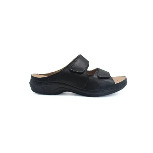 Tongs Lecce confortables pour hommes noirs | Chaussures en cuir | ® Loja Ortopédica