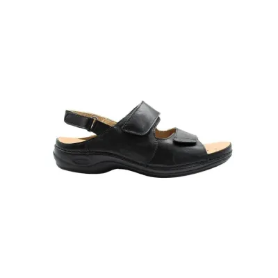 Sandale confortable pour hommes Nice Noir | Chaussures en cuir | ® Loja Ortopédica