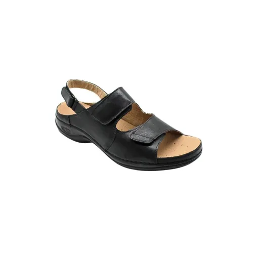 Sandale confortable pour hommes Nice Noir | Chaussures en cuir | ® Loja Ortopédica