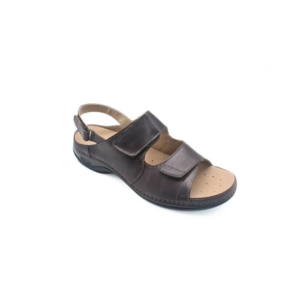 Sandales pour hommes confortables marron joli | Chaussures en cuir | ® Loja Ortopédica