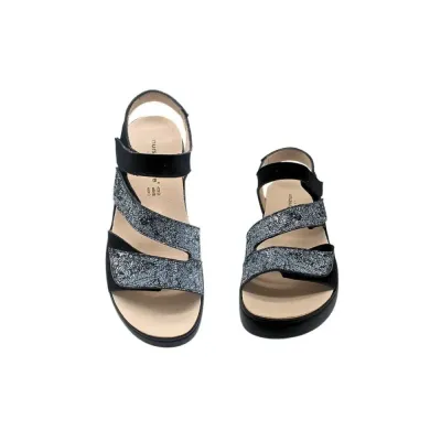 Sandales Pavia confortables Noir brillant | Chaussures d’été | ® Loja Ortopédica