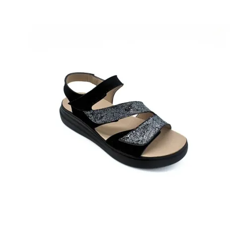 Sandales Pavia confortables Noir brillant | Chaussures d’été | ® Loja Ortopédica