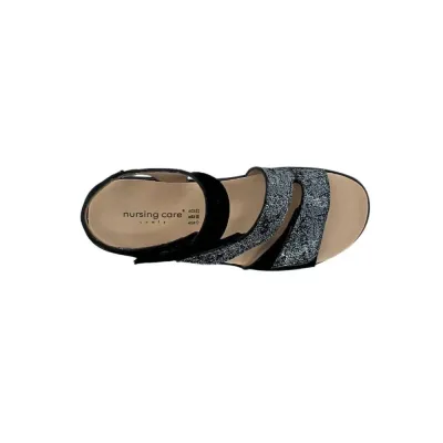 Sandales Pavia confortables Noir brillant | Chaussures d’été | ® Loja Ortopédica