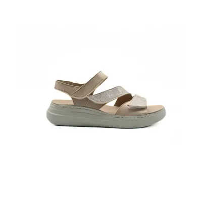 Sandales Pavia confortables Beige brillantes | Chaussures d’été | ® Loja Ortopédica