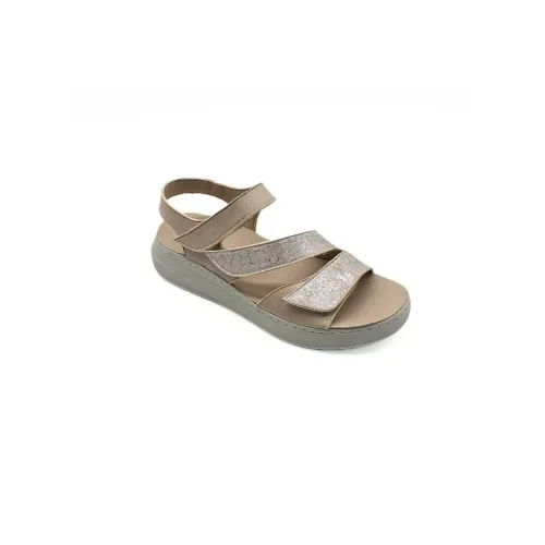 Sandales Pavia confortables Beige brillantes | Chaussures d’été | ® Loja Ortopédica