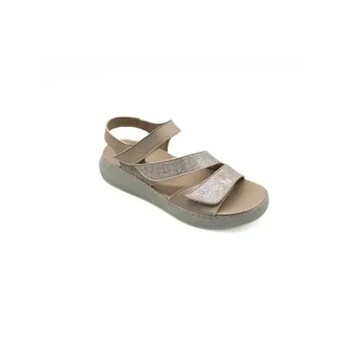 Sandales Pavia confortables Beige brillantes | Chaussures d’été | ® Loja Ortopédica