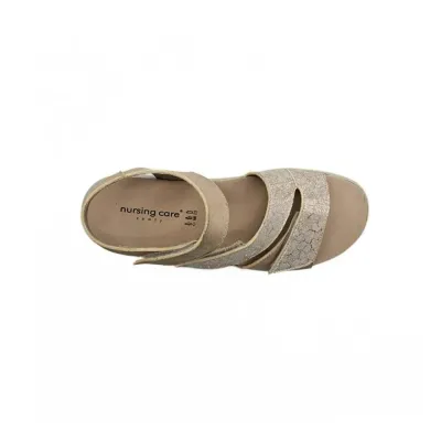 Sandales Pavia confortables Beige brillantes | Chaussures d’été | ® Loja Ortopédica