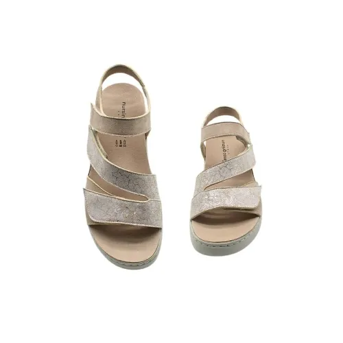 Sandales Pavia confortables Beige brillantes | Chaussures d’été | ® Loja Ortopédica
