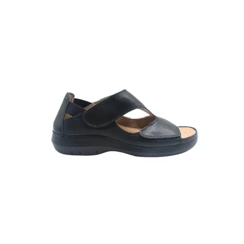 Sandale noire rose confortable | Sandale féminine | ® Loja Ortopédica