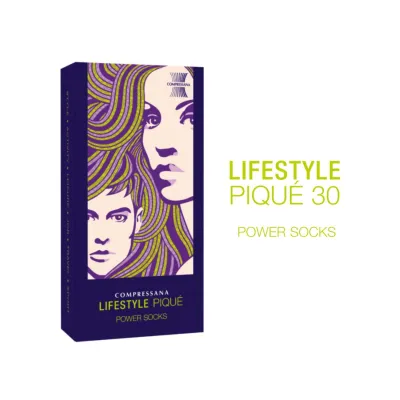 Bas de Contention Lifestyle Piqué 30 Bleu Clair | ® Loja Ortopédica