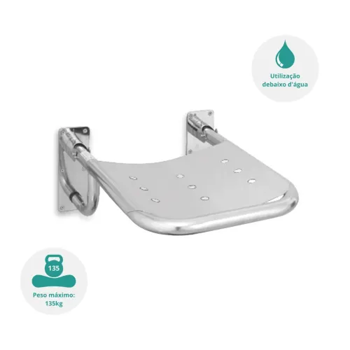 Banc de douche pliant en acier inoxydable JMS | Loja Ortopédica
