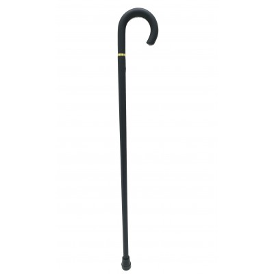 Walking Cane with Curved Handle and Gold Ring