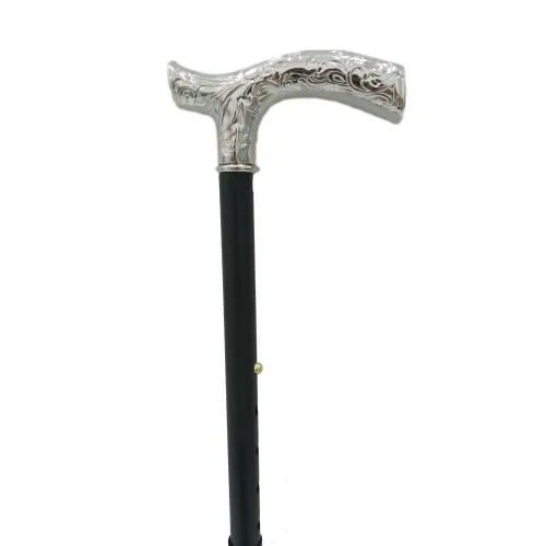 Canne pliante avec manche en argent