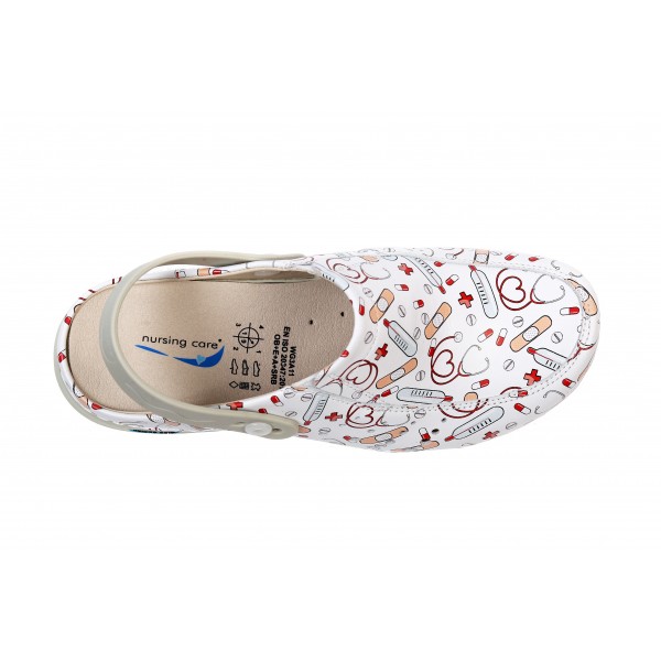 Wash'Go Berlin Health White with Clip Working Clogs